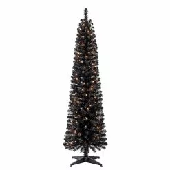 Cheap ✔️ 6ft. Pre-Lit Artificial Black Pencil ???? Christmas Tree, Clear Lights by Ashland® ❤️