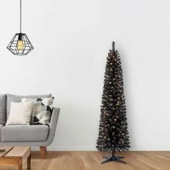 Cheap ✔️ 6ft. Pre-Lit Artificial Black Pencil ???? Christmas Tree, Clear Lights by Ashland® ❤️ -Ashland Sales 10444272 15