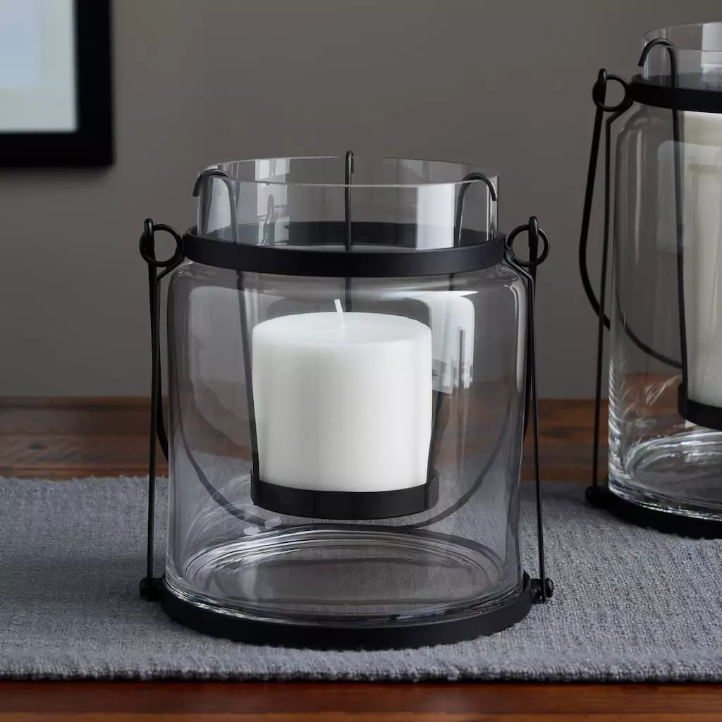 Brand new ⌛ 7.2" Glass Lantern with Black Handle by Ashland® ⭐ 5 Brand new ⌛ 7.2" Glass Lantern with Black Handle by Ashland® ⭐ - Image 3