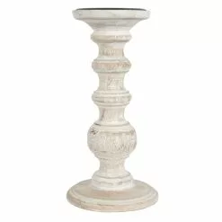 Buy ???? Whitewashed Wood Carved Pillar Candle Holder by Ashland® ✔️