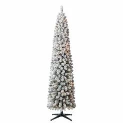 Cheapest ⭐ 7ft. Pre-Lit Flocked Artificial Pencil ???? Christmas Tree, Clear Lights by Ashland® ????