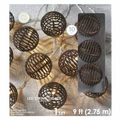 Cheap ???? 8 Pack: 10ct. Warm White LED Faux Rattan Ball String Lights by Ashland® ✔️ -Ashland Sales 10671559 1 1