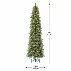 New ???? 7ft. Pre-Lit Avalian Pencil Pine Artificial ???? Christmas Tree, Warm White Fairy LED Lights by Ashland® ???? -Ashland Sales 10671964 13