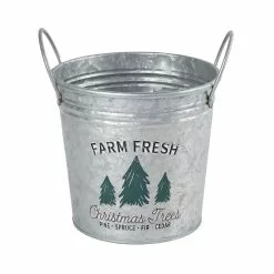 Brand new ???? 7.6" Farm Fresh ???? Christmas Trees Metal Bucket with Handles by Ashland® ????