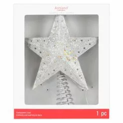 Cheap ⭐ 12.5" Silver Glitter Star Lighted Kaleidoscope Tree Topper by Ashland® ????