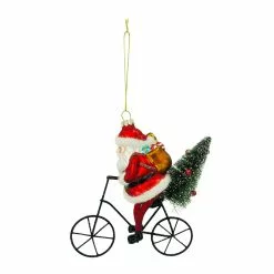 Best Pirce ???? 4.7'' Santa with Bicycle Glass ???? Christmas Ornament by Ashland® ????