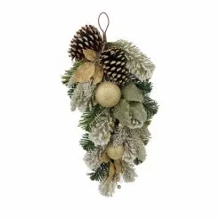 Flash Sale ???? 24" Pine & Gold Ornament Teardrop Swag by Ashland® ????