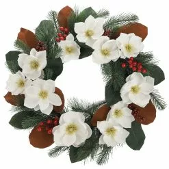Top 10 ❤️ 24" White Magnolia, Red Berry & Pine Wreath by Ashland® ????