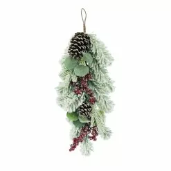 Wholesale ???? 24" Flocked Leaf Pinecone & Berry Teardrop by Ashland® ????