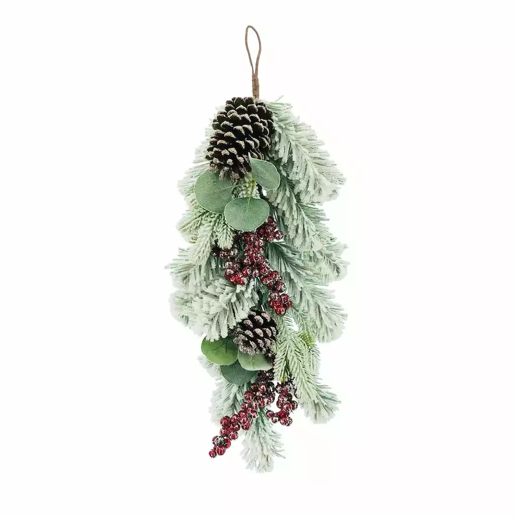 Wholesale ???? 24" Flocked Leaf Pinecone & Berry Teardrop by Ashland® ???? 3 Wholesale ???? 24" Flocked Leaf Pinecone & Berry Teardrop by Ashland® ????
