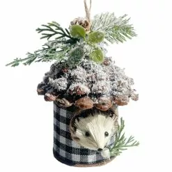 Top 10 ???? 5'' Hedgehog with White and Black Plaid Pinecone House ❄ Christmas Ornament by Ashland® ❤️