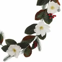 New ???? 6ft. White Magnolia & Red Berry Garland by Ashland® ????