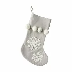 Promo ???? 18" Snowflake Stocking With Pom Poms by Ashland® ????