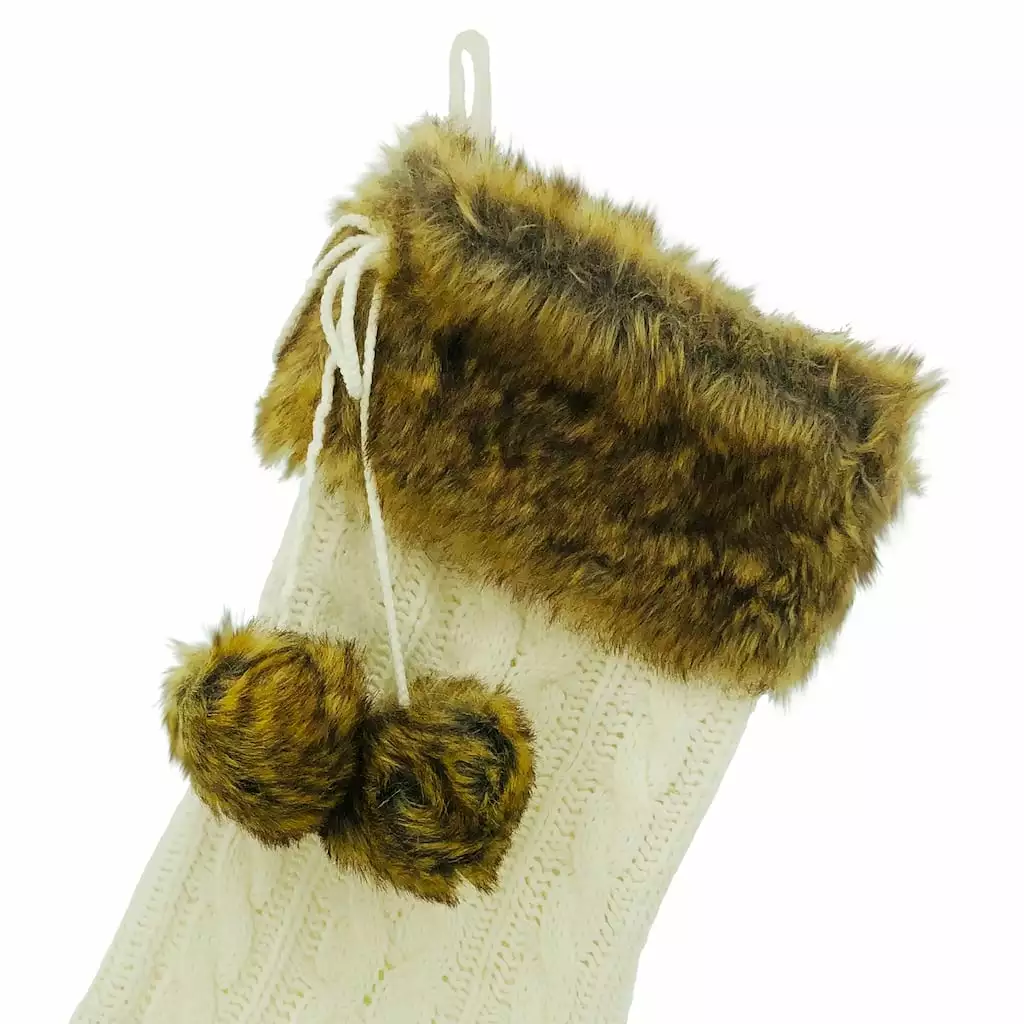 Best Pirce ✨ White Cable Knit Stocking with Faux Fur Trim by Ashland® ???? 4 Best Pirce ✨ White Cable Knit Stocking with Faux Fur Trim by Ashland® ???? - Image 2