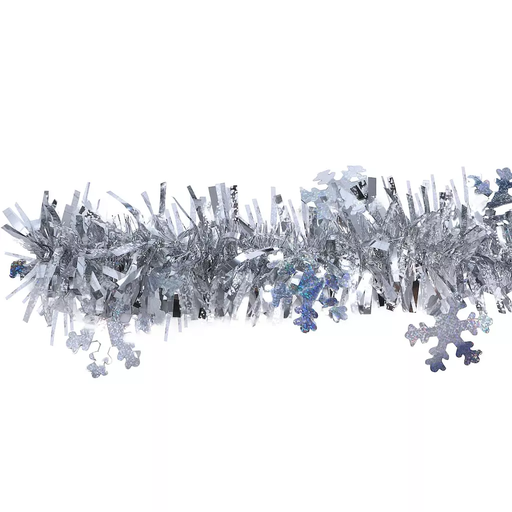 Promo ???? 12ft. Silver Snowflake Tinsel Garland by Ashland® ???? 3 Promo ???? 12ft. Silver Snowflake Tinsel Garland by Ashland® ????
