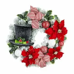 Best Sale ???? 26" Snowman Hat & Poinsettia Flocked Wreath by Ashland® ????