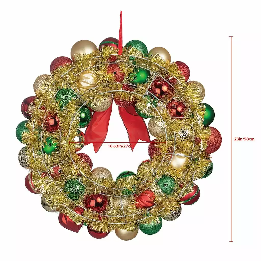 Budget ???? 23" Red, Green & Gold Ball Ornament Wall Wreath by Ashland® ???? 5 Budget ???? 23" Red, Green & Gold Ball Ornament Wall Wreath by Ashland® ???? - Image 3