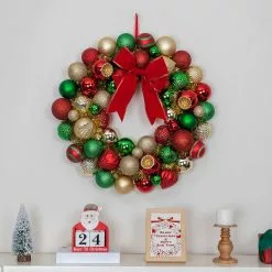 Budget ???? 23" Red, Green & Gold Ball Ornament Wall Wreath by Ashland® ???? 9 Budget ???? 23" Red, Green & Gold Ball Ornament Wall Wreath by Ashland® ???? -Ashland Sales 10699989 4