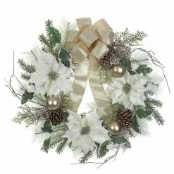 Best deal ❤️ 26" Green & Cream Poinsettia Pinecone Berry Wreath With Bow by Ashland® ????