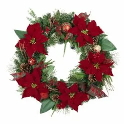 Brand new ???? 30" Poinsettias, Pinecones, Berries & Ornaments Wreath by Ashland® ⌛