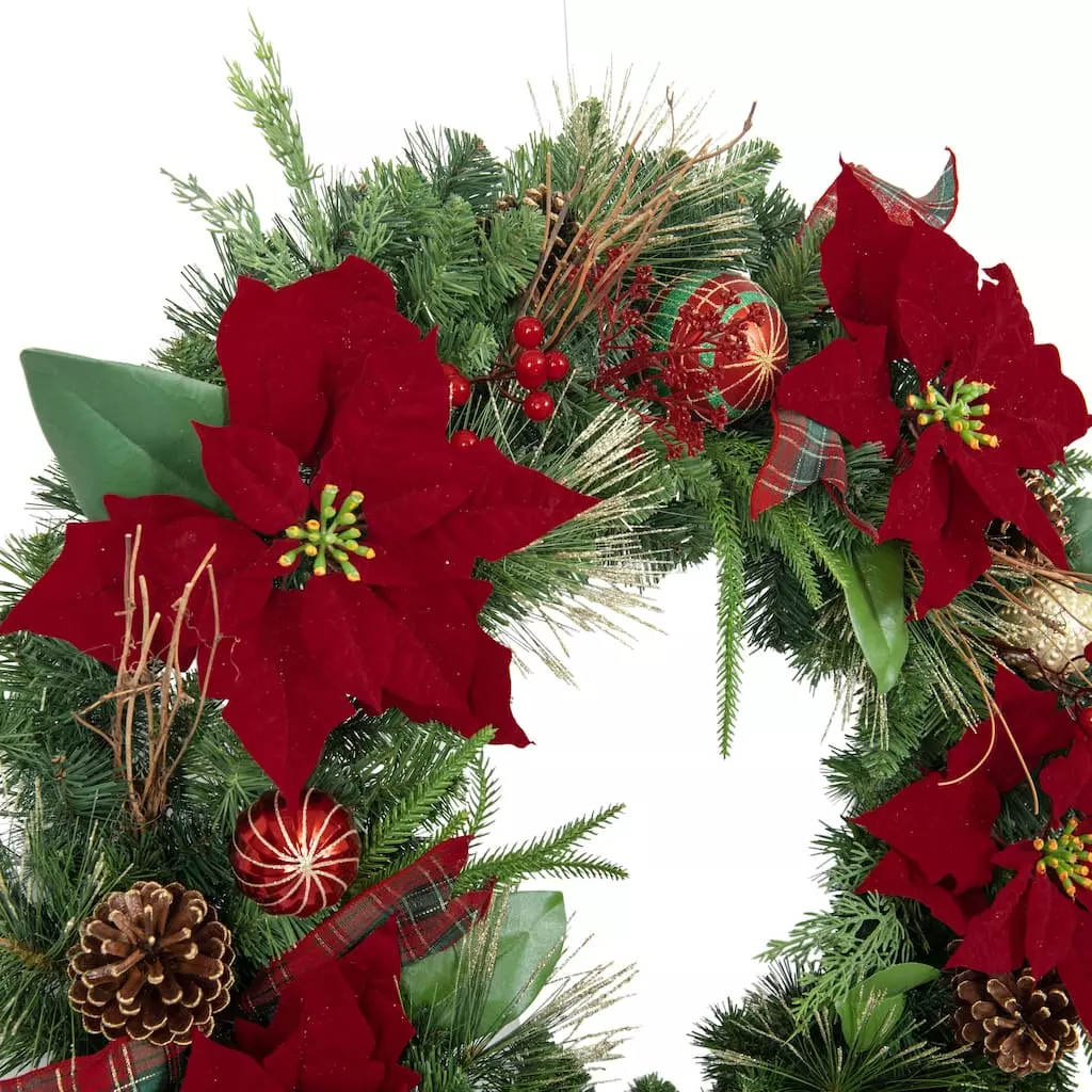 Brand new ???? 30" Poinsettias, Pinecones, Berries & Ornaments Wreath by Ashland® ⌛ 4 Brand new ???? 30" Poinsettias, Pinecones, Berries & Ornaments Wreath by Ashland® ⌛ - Image 2