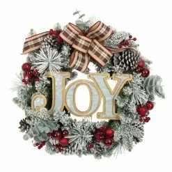 Cheapest ???? 24" Flocked Joy & Pinecone Wreath by Ashland® ????