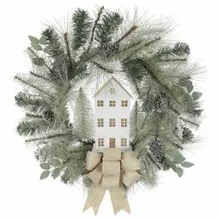 Budget ???? 26" Cream & Green Pine Berry Wreath by Ashland® ????