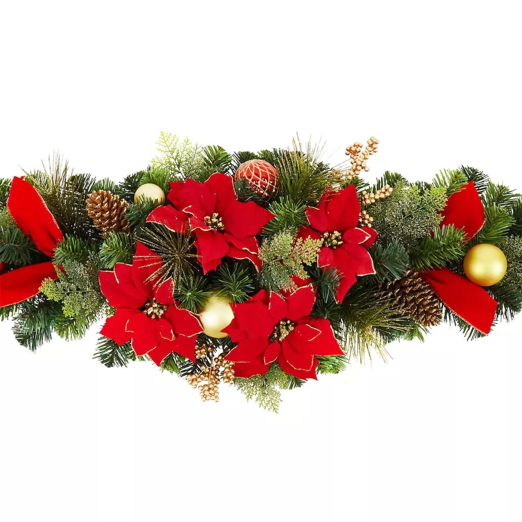 Best Pirce ???? 72" Red Poinsettia Mixed Pine Garland by Ashland® ⌛ 4 Best Pirce ???? 72" Red Poinsettia Mixed Pine Garland by Ashland® ⌛ - Image 2