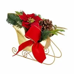Flash Sale ???? 12" Red Poinsettia Gold Sleigh Table Display by Ashland® ????