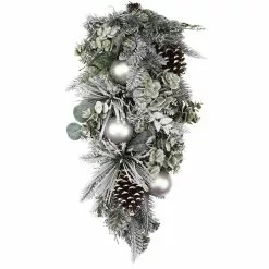 Buy ???? 24" Flocked Pine & Ornament Teardrop Swag by Ashland® ????