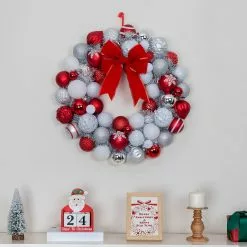 Best deal ⭐ 23" Red & White Ball Ornament Wall Wreath by Ashland® ???? -Ashland Sales 10700709 4