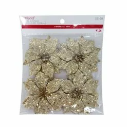 Hot Sale ???? 3.5" Glittery Gold Poinsettia Accents by Ashland®, 4ct. ????