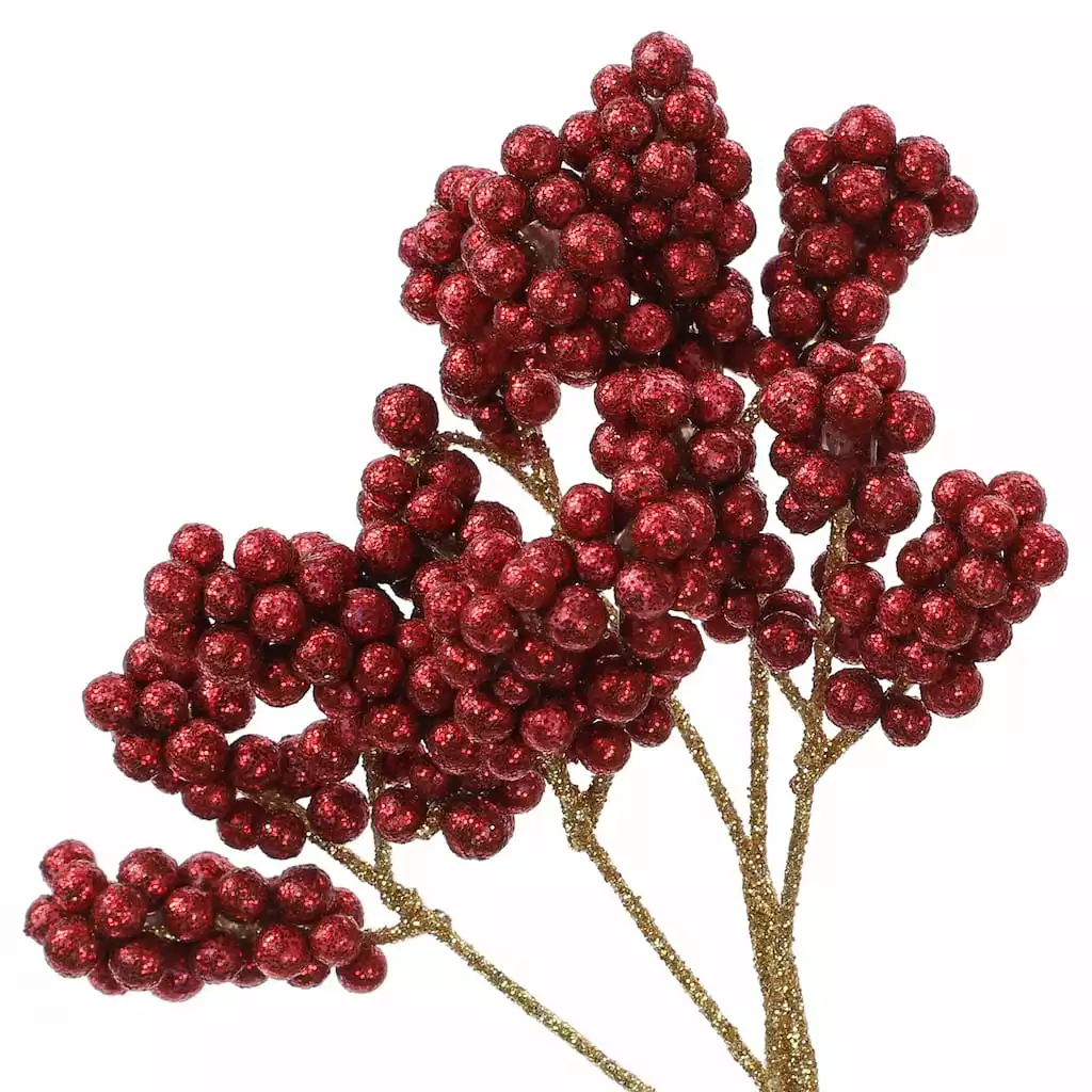 Brand new ✔️ Red Micro Berries with Glittery Gold Stem by Ashland® ???? 4 Brand new ✔️ Red Micro Berries with Glittery Gold Stem by Ashland® ???? - Image 2