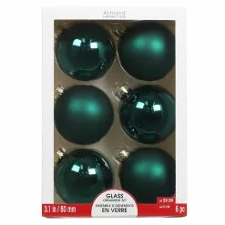 Hot Sale ⌛ 6ct. 3.1" Dark Green Glass Ball Ornaments by Ashland® ????