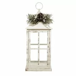 Best Pirce ???? 15.75 White Lantern with Frosted Pine Sprig by Ashland® ⭐