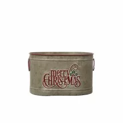 Discount ???? 12" Oval Merry ???? Christmas Galvanized Metal Bucket by Ashland® ????