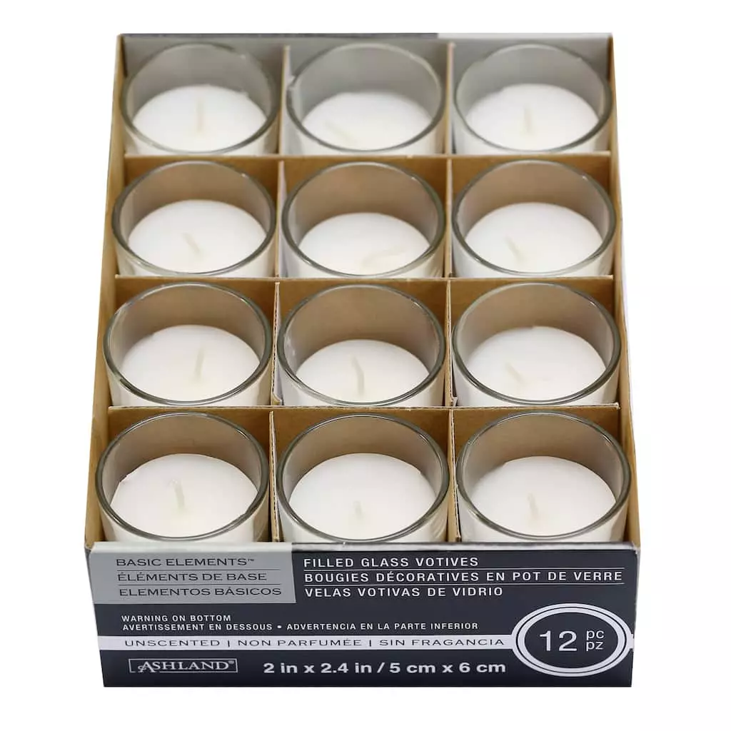 Buy ???? 12 Packs: 12 ct. (144 total) White Glass Votive Candles Pack by Ashland® Basic Elements™ ???? 3 Buy ???? 12 Packs: 12 ct. (144 total) White Glass Votive Candles Pack by Ashland® Basic Elements™ ????